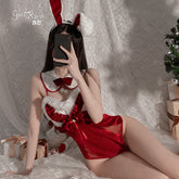 Bunny Girl Velvet Crotchless Teddy Set